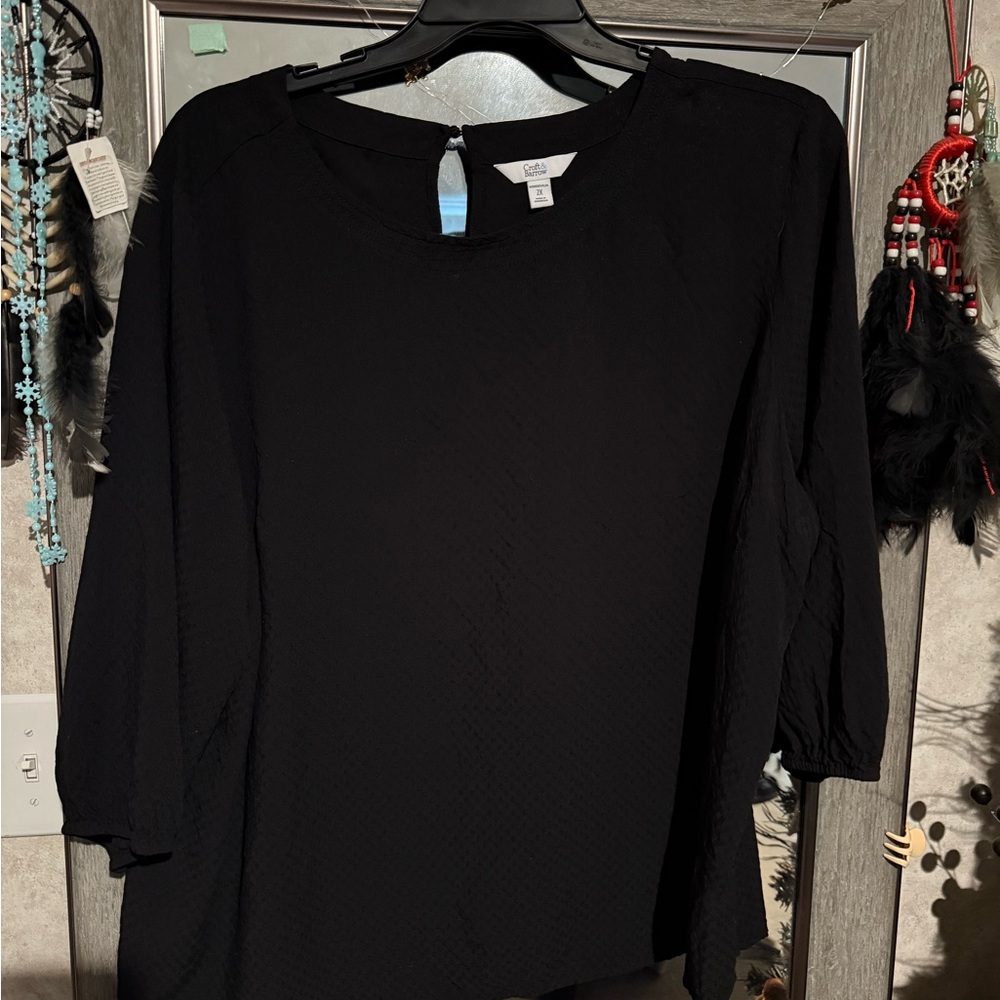Croft & Barrow Women's 3/4 Sleeve Black Blouse